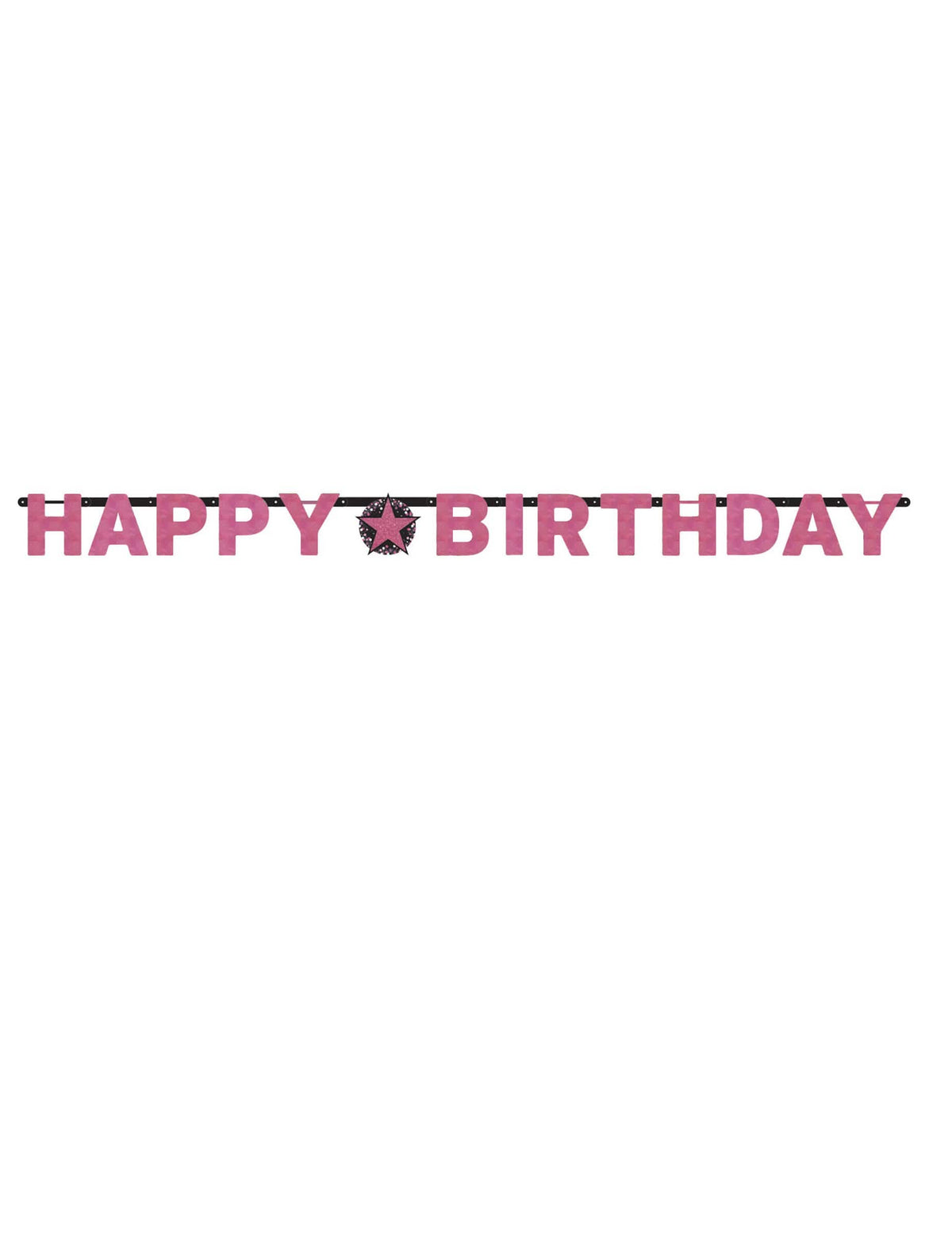 Guirlande happy birthday célébration pétillante rose en carton
