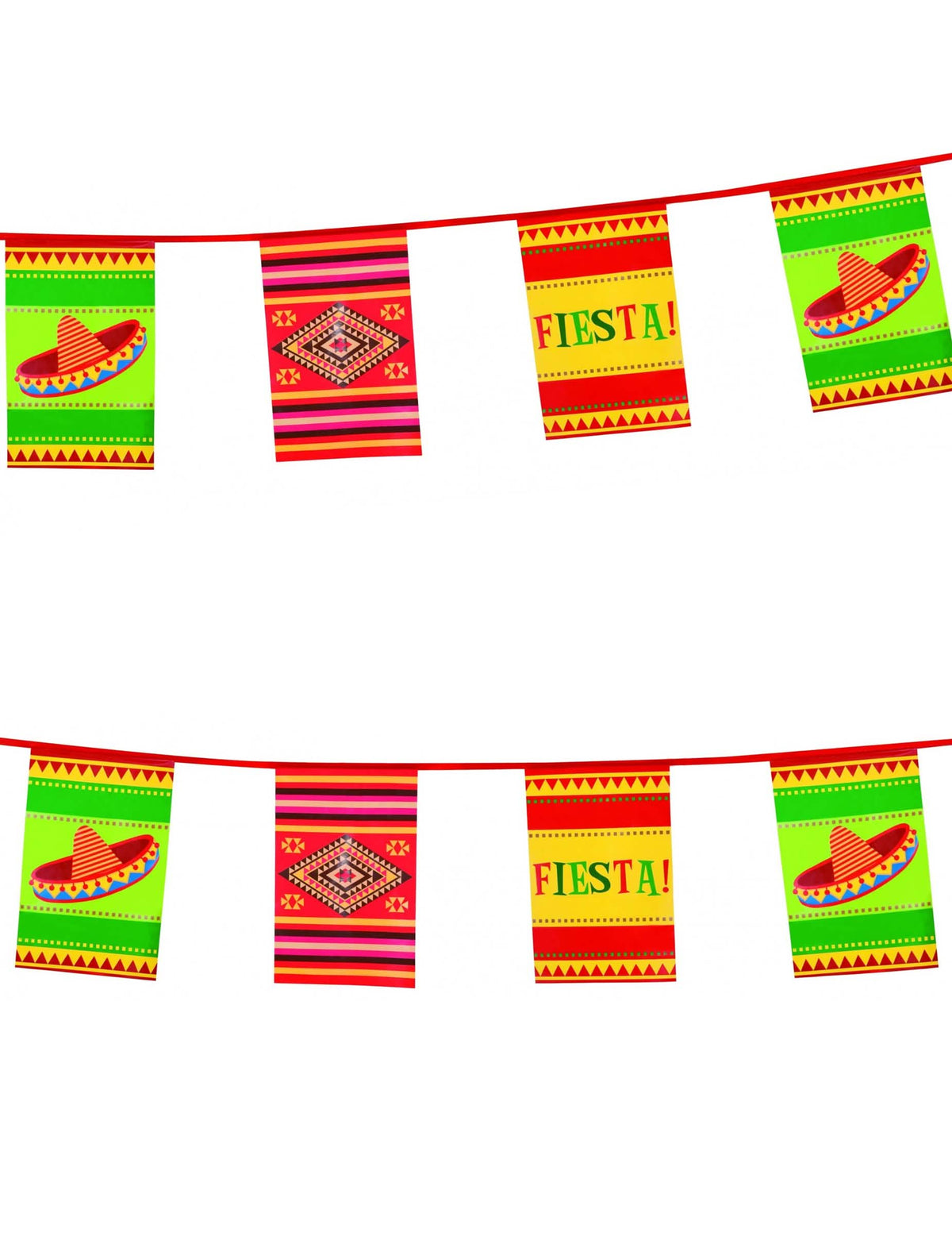 Mexicaanse slinger voor feest van plastic multicolor met sombrero- en fiesta-motieven
