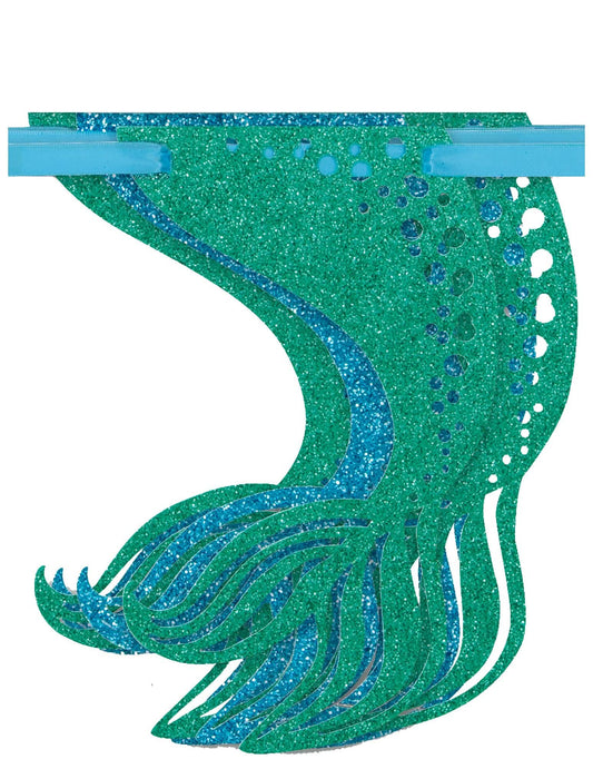 Guirlande pailletée jolie sirène pour décoration anniversaire verte et bleue