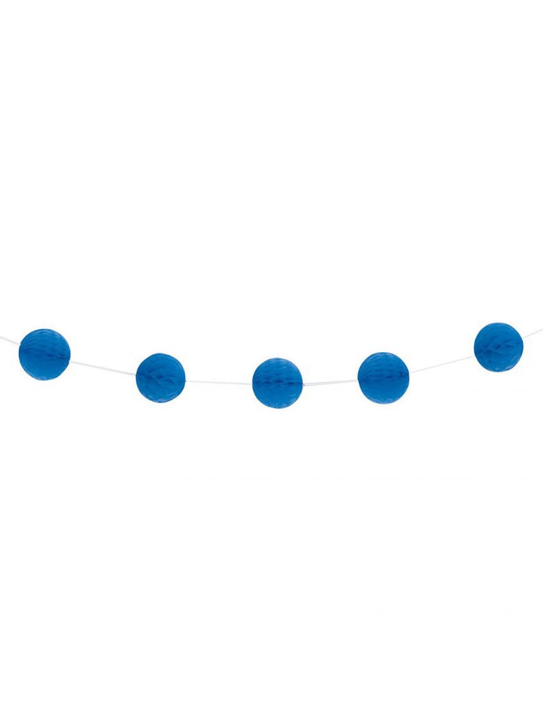 Guirlande boules alvéolées bleu foncé en papier