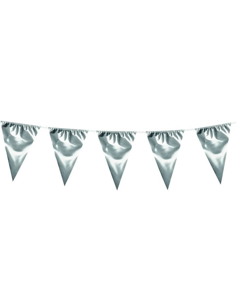Guirlande à fanions géants pour décoration de fête argentée