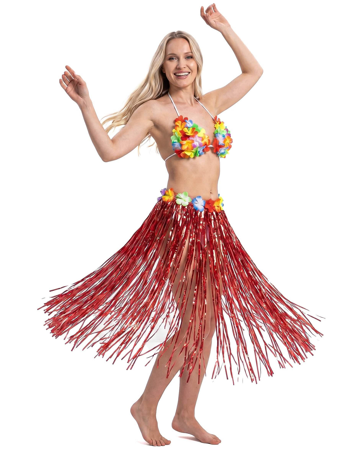 Jupe hawaïenne longue rouge adulte