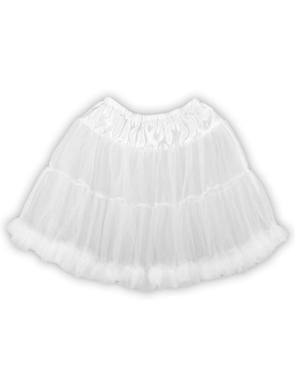 Vue d'ensemble à plat du jupon mi-long pour femme blanc