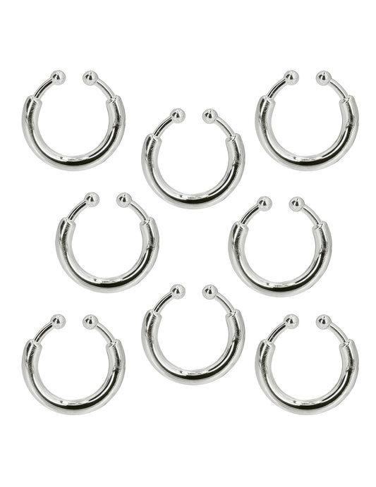 Détail des 8 anneaux du kit de 8 piercings style punk