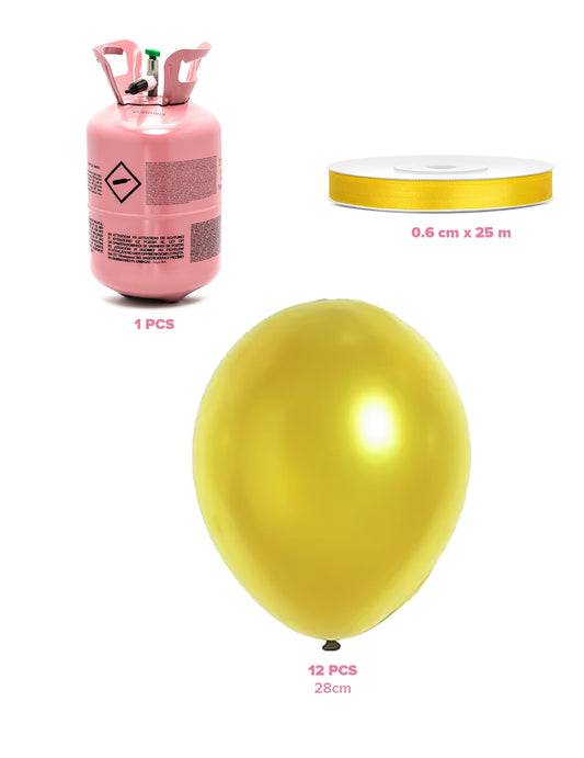 Heliumflesset 12 ballonnen goud