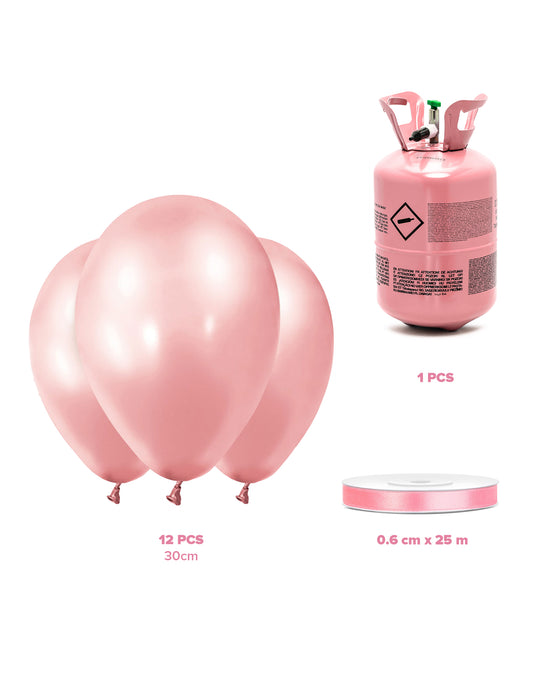 Heliumflesset 12 ballonnen roségoud