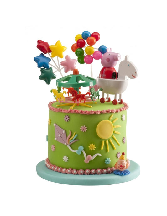 Vue d'ensemble du kit de décorations gâteaux Peppa Pig