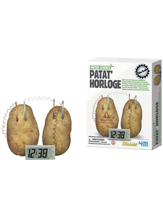 Vue du produit et de son emballage du kit scientifique patat'horloge