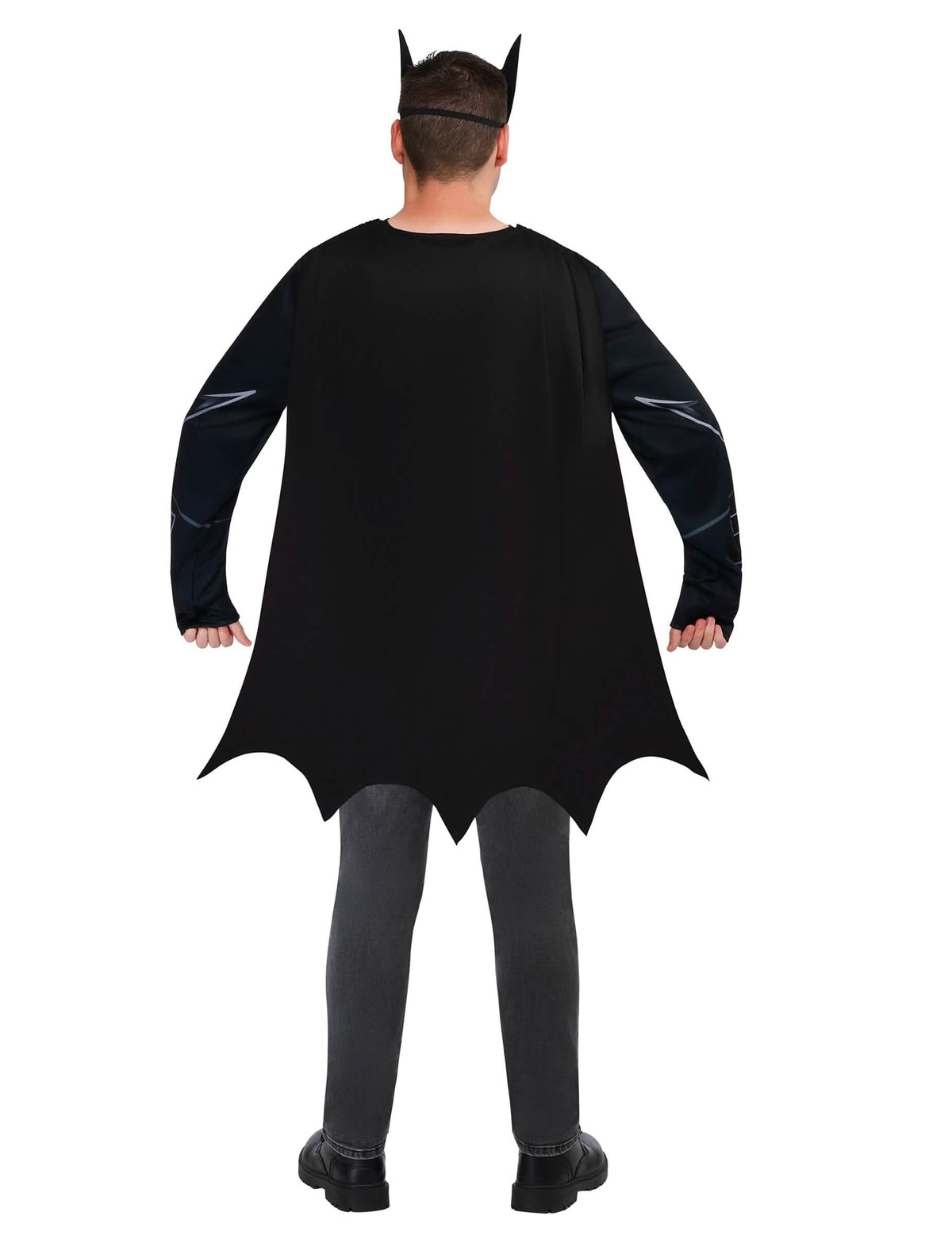 Vue de dos du kit top et masque Batman pour adulte
