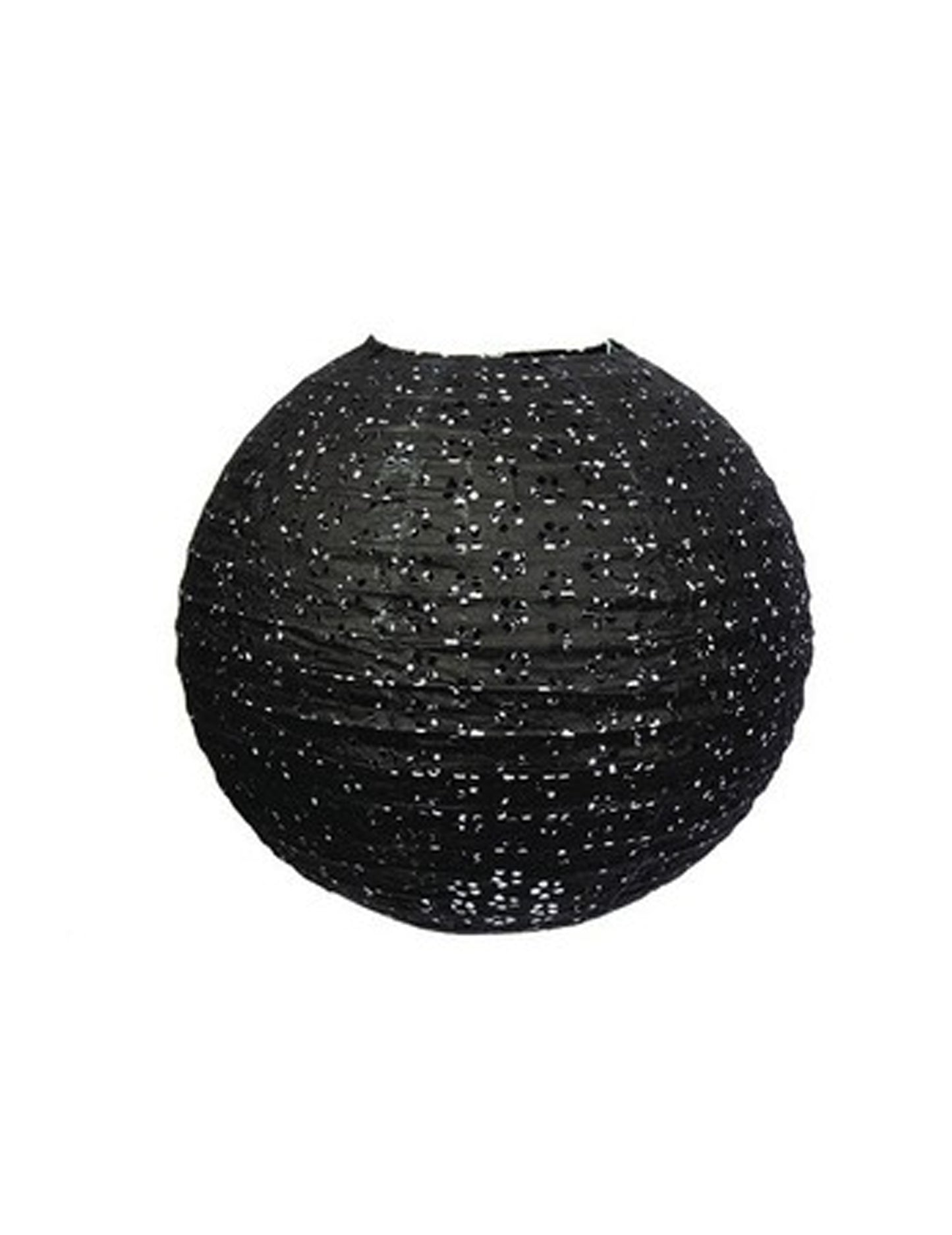 Lanterne japonaise dentellée pour décoration de fête noire en papier
