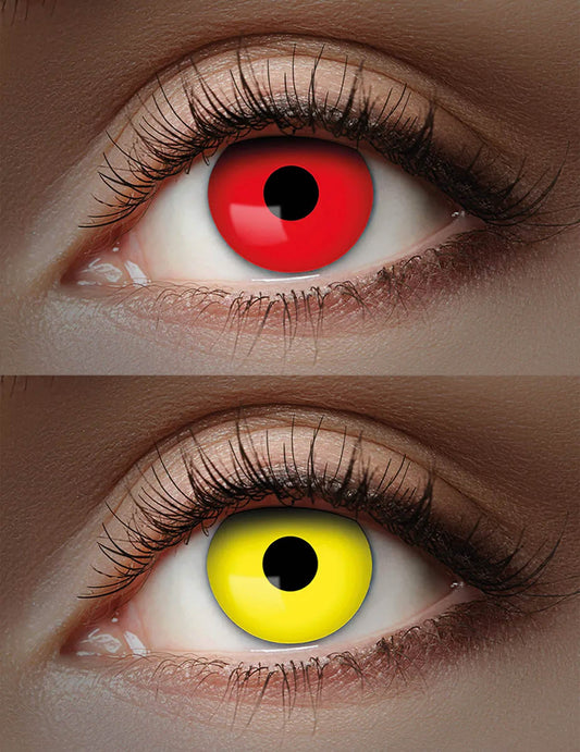 Lentilles duo UV rouge et jaune 1 mois adulte