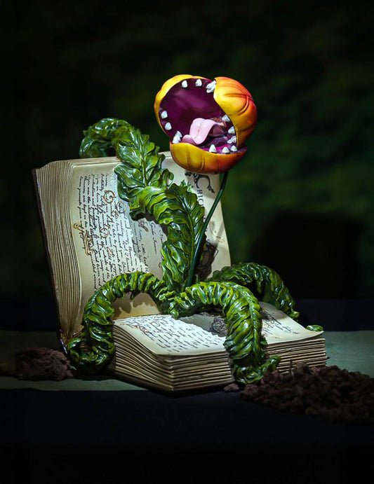 Livre décoratif en résine avec plante carnivore 29 x 25 x 29 cm