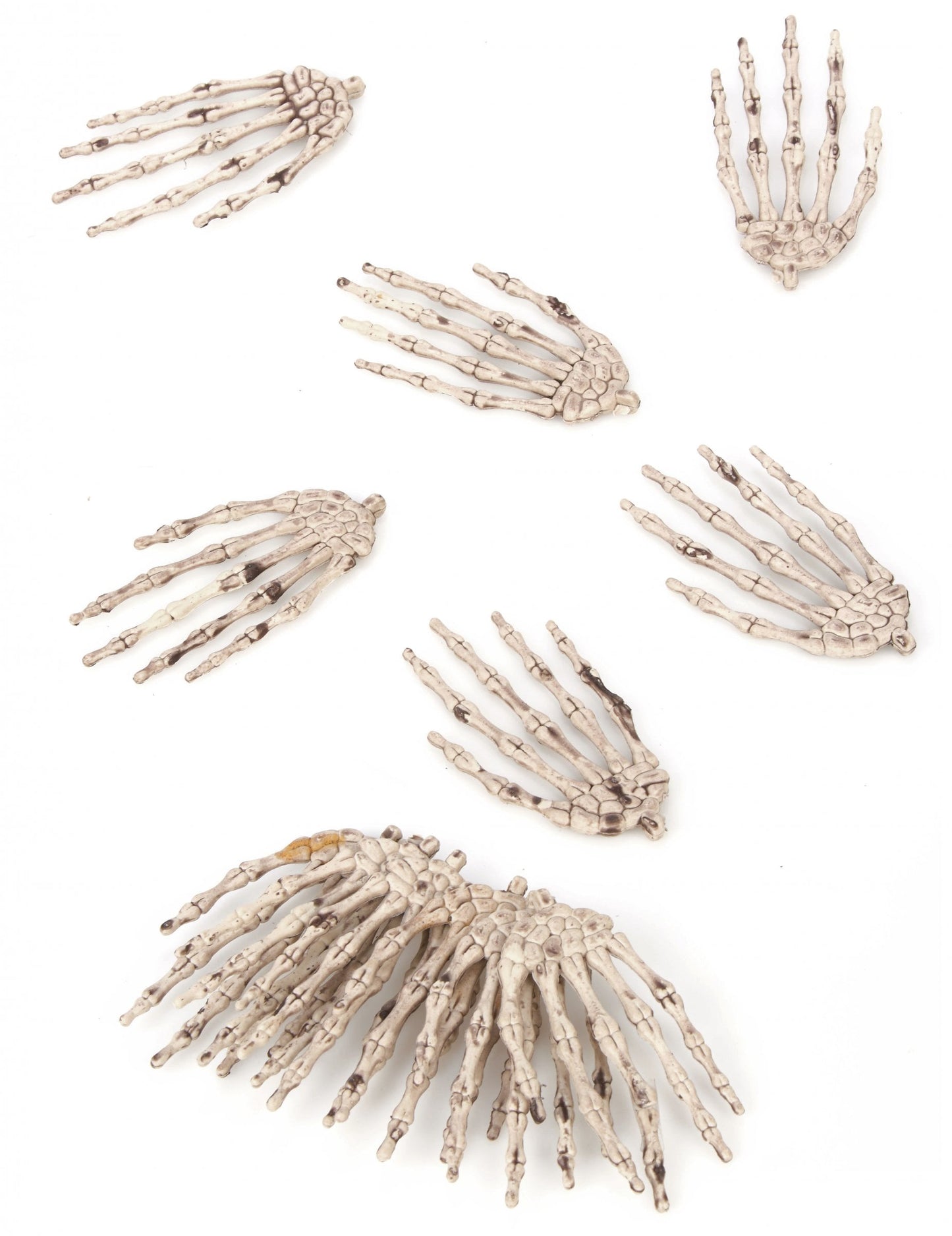 Lot de 12 mains de squelette pour Halloween beige et gris effet vieilli