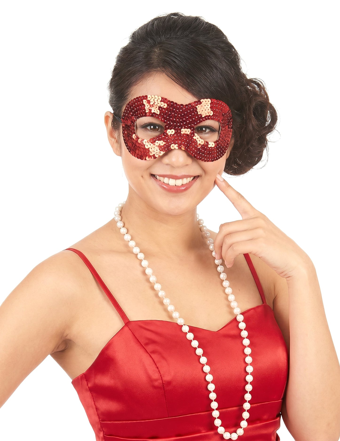 Loup avec sequins rouge adulte