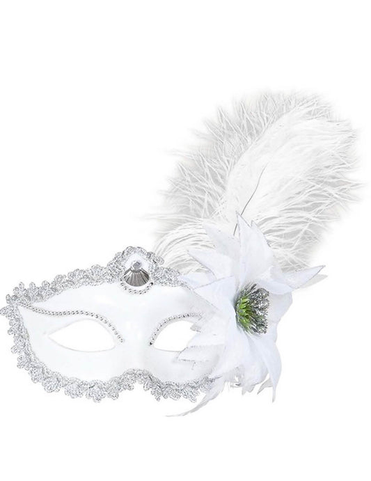 Détail de la fleur et de la plume du loup à plume pour adulte