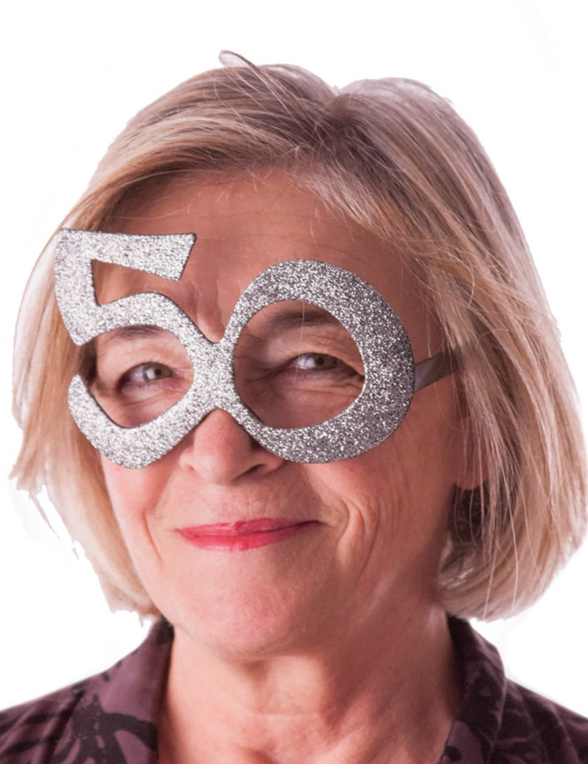 brillen 50 jaar voor volwassenen zilverkleurig met glitters