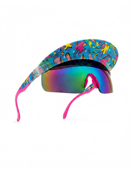Lunettes avec visière années 80 bleues adulte