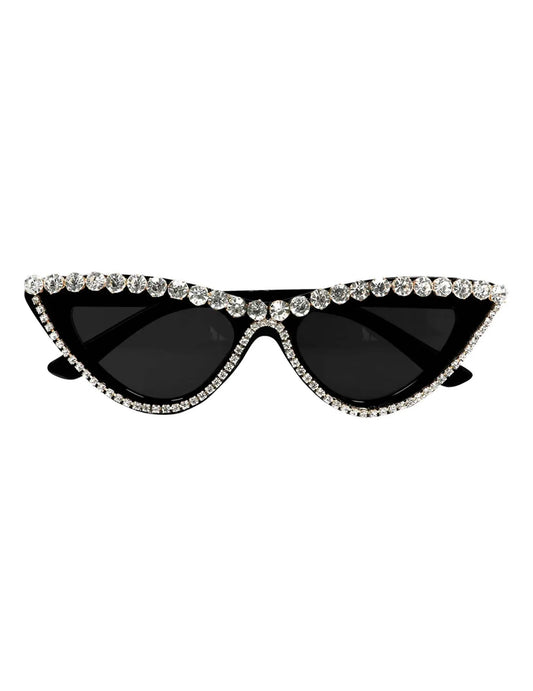 Vue de face des lunettes glamour à strass pour adulte