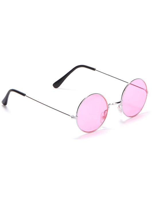Lunettes rondes roses de hippie adulte