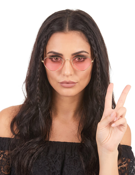 Lunettes roses coeur monture métal adulte