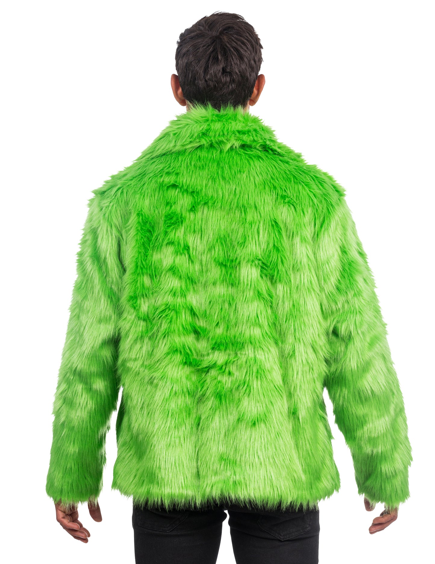 Vue de dos du manteau en fausse fourrure pour adulte