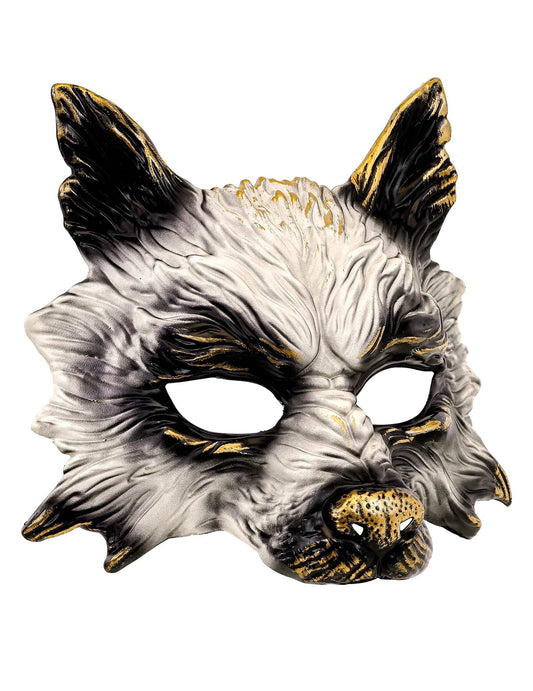 Vue de trois-quarts du masque de loup pour adulte