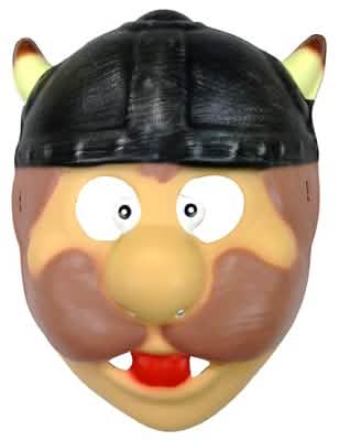 Masque viking pour adulte marron et noir avec casque à petites cornes