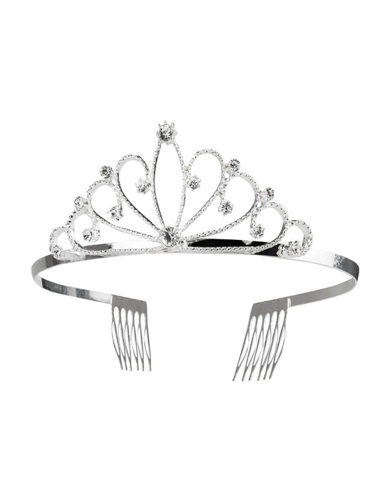 Détail des peignes de fixation de la mini couronne argentée pour femme