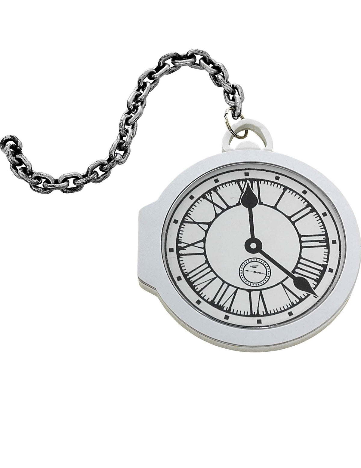 Montre gousset blanche pour adulte avec chaîne argentée