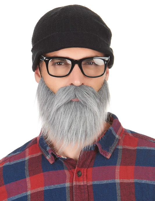Gros plan de face de la moustache et barbe pour adulte grises
