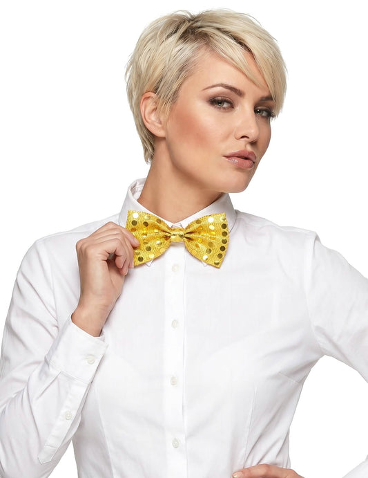 Noeud papillon doré avec sequins adulte