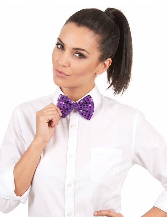 Noeud papillon violet avec sequins adulte