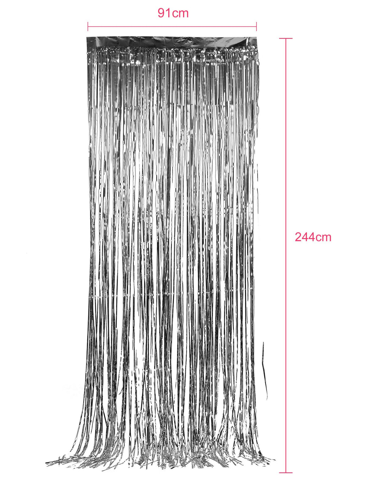 Dimensions du pack de 5 rideaux scintillants pour fête