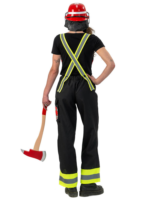Zwarte brandweerbroek met bretels voor dames