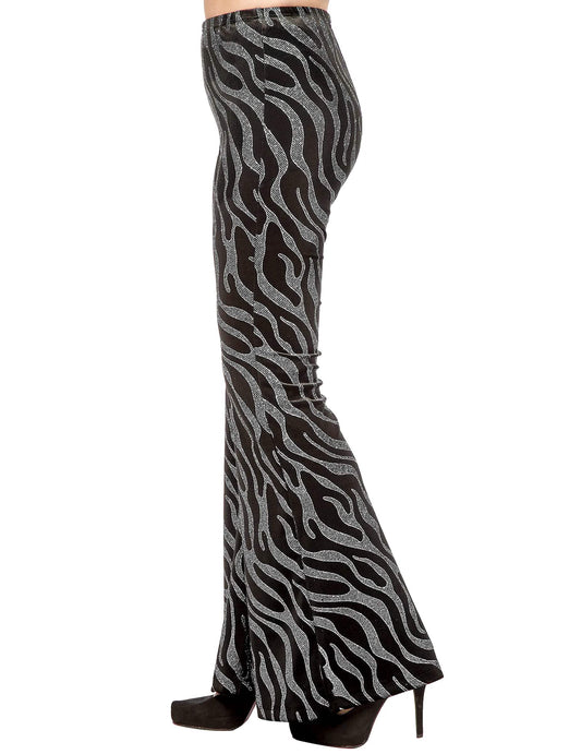 Festivalbroek met zilverkleurige paillettengolven voor dames