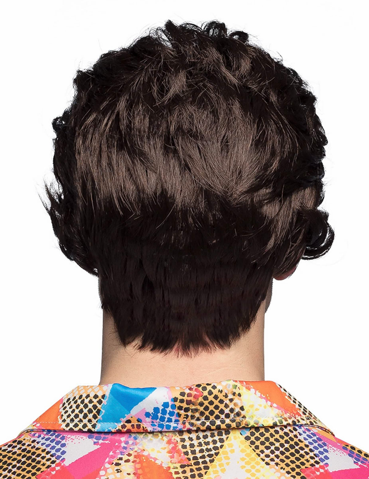Vue de dos de la perruque avec moustache pour homme