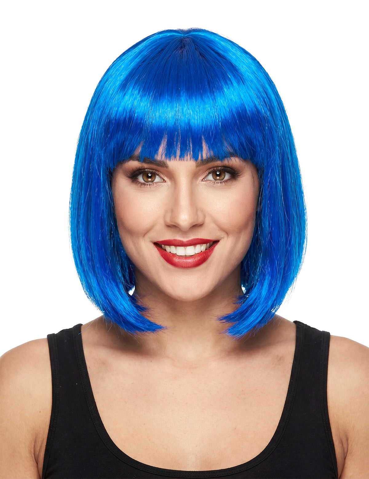 Perruque carré mi-long bleue femme