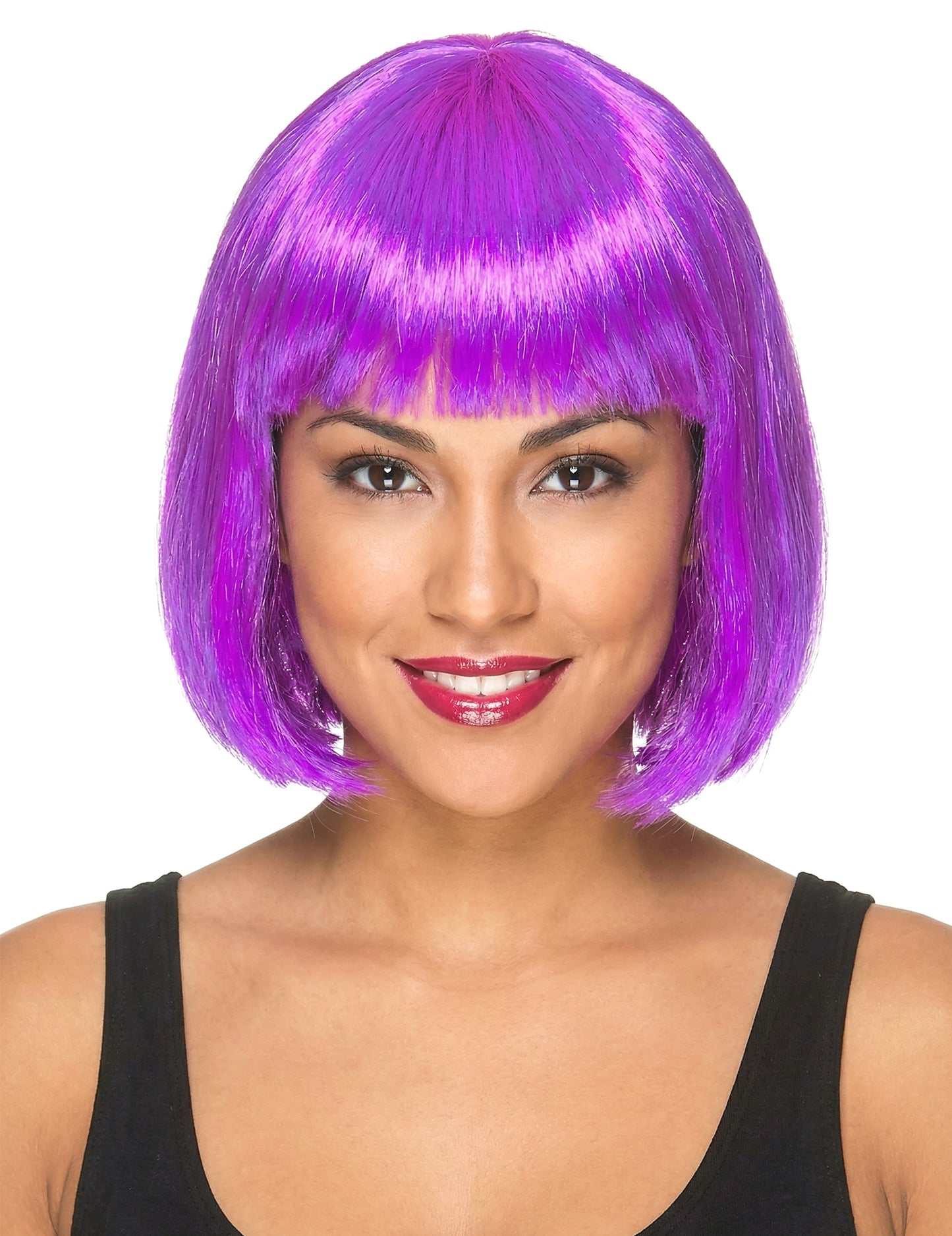 Perruque carré mi-long pour femme violette