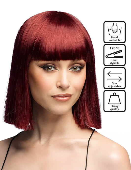 Stijlbare boblijn pruik auburn luxe dames