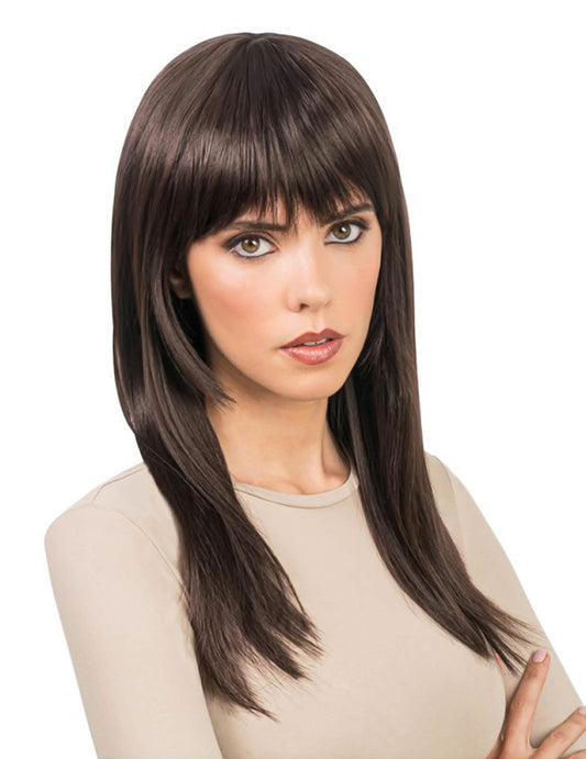 Luxe lange bruine pruik voor dames - stylebaar