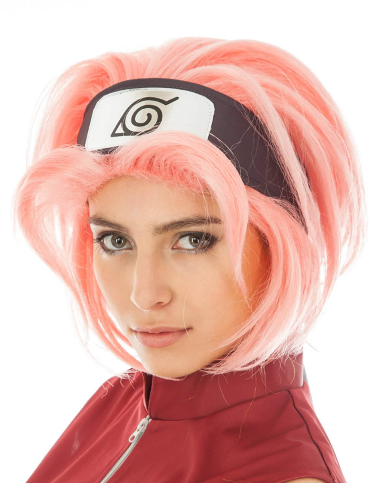 Haruno Naruto™-pruik voor volwassenen roze met voorhoofdband