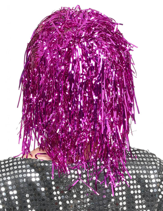Perruque métallique fuchsia adulte