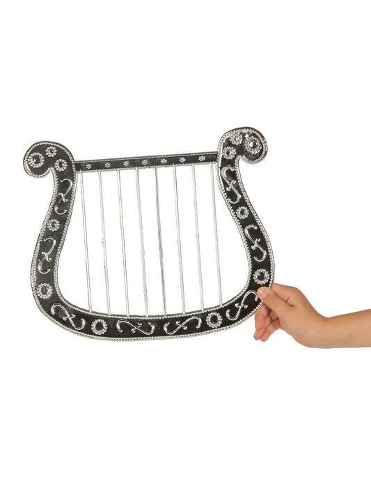 Vue de face tenue à la main de la petite harpe pour déguisement