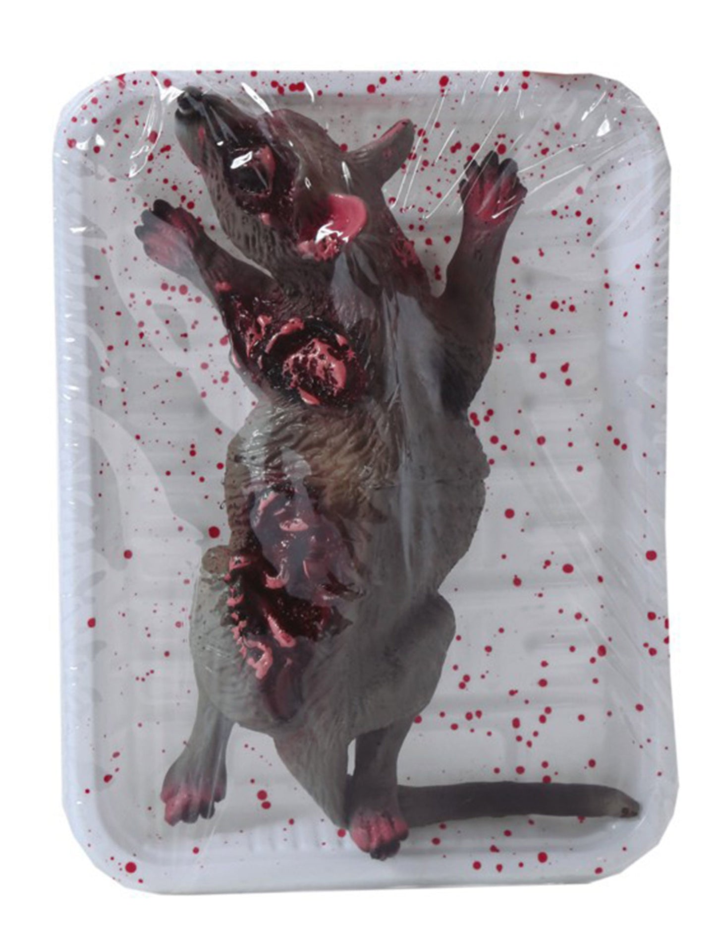 Rat en barquette Halloween pour adulte gris et ensanglanté