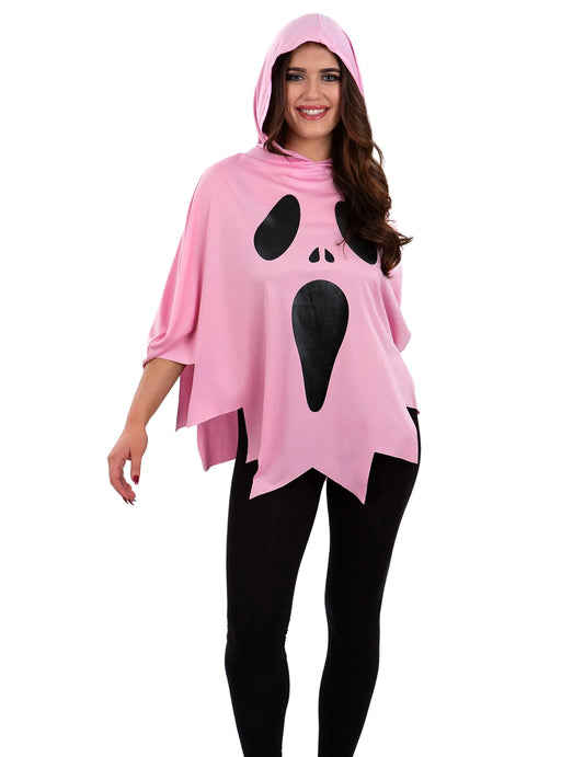 Roze spookponcho voor volwassenen