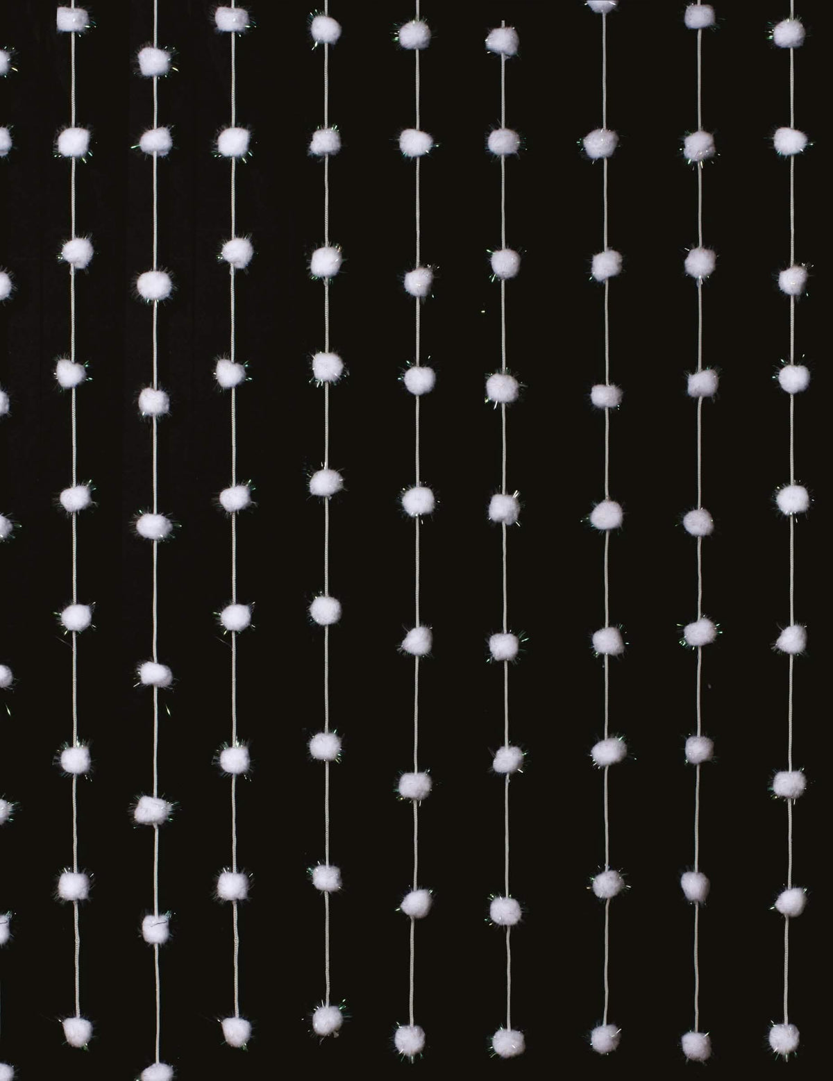 Rideau boules de coton pour décoration blanc