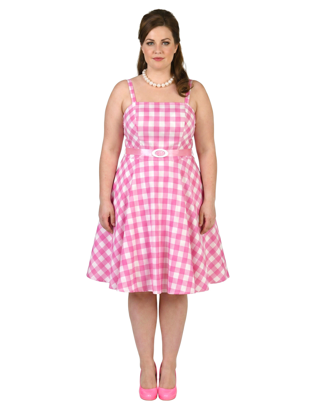 Roze jaren 50 vichy poppenjurk voor dames