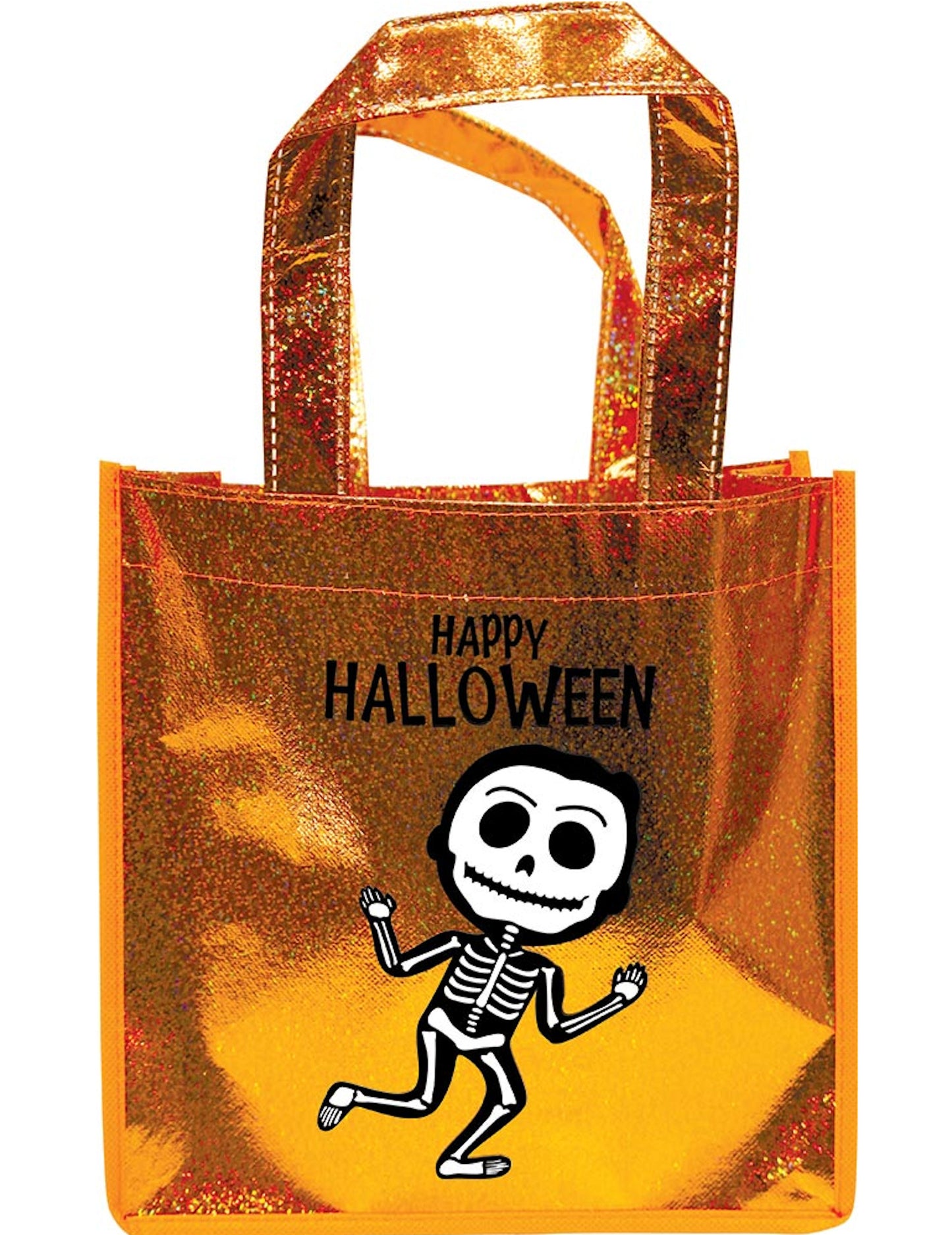 Sac à paillettes squelette pour enfant orange et brillant