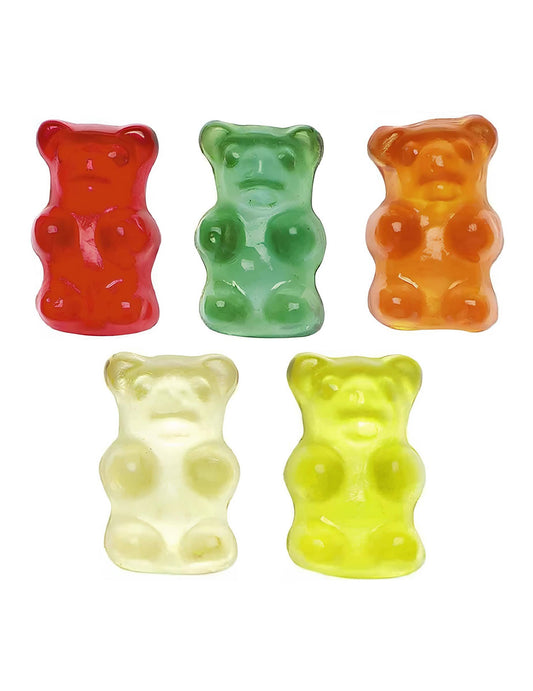 Gros plan sur les oursons multicolores du sachet de bonbons Haribo L'ours d'Or