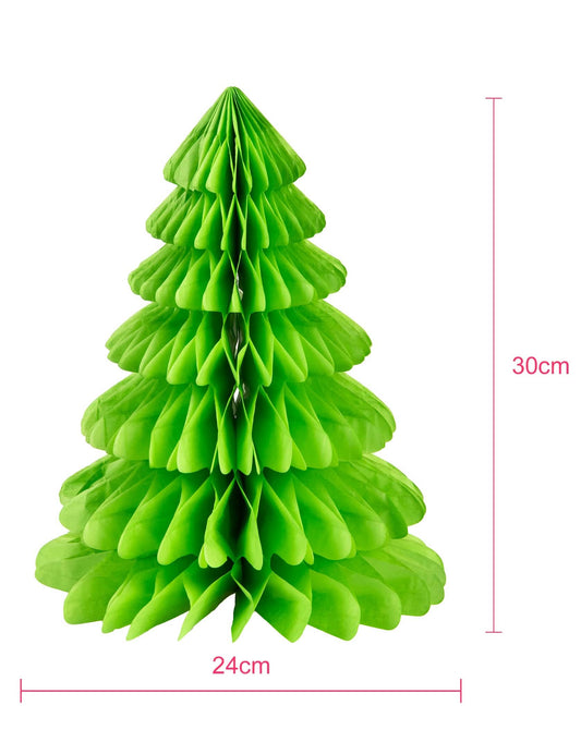 Dimensions du sapin de Noël papier pour décoration vert alvéolé